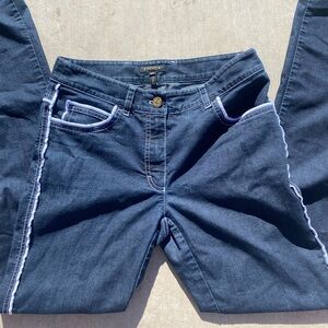 Escada Skinny Jeans - Dark Denim with White Trim - Size 34 💫👖